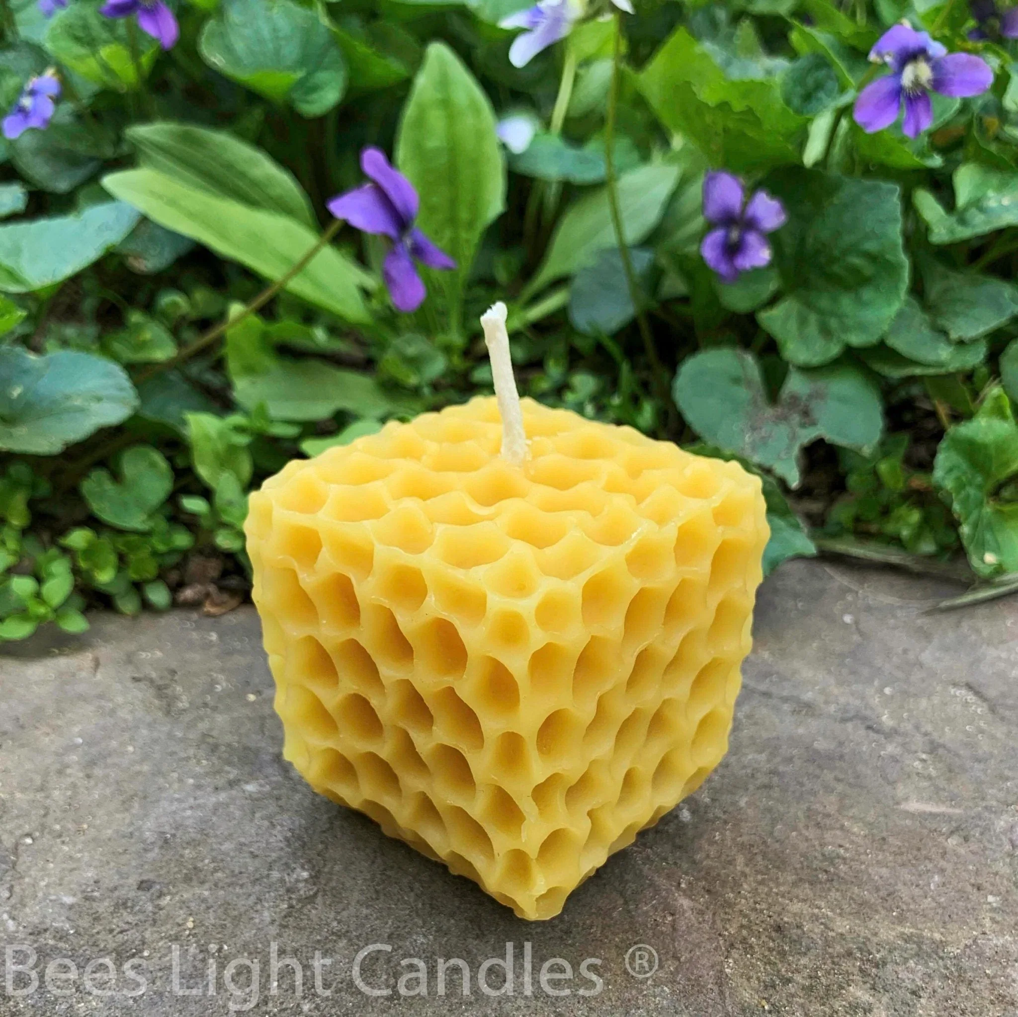 Honeycomb Cube Beeswax Candle - Image 7