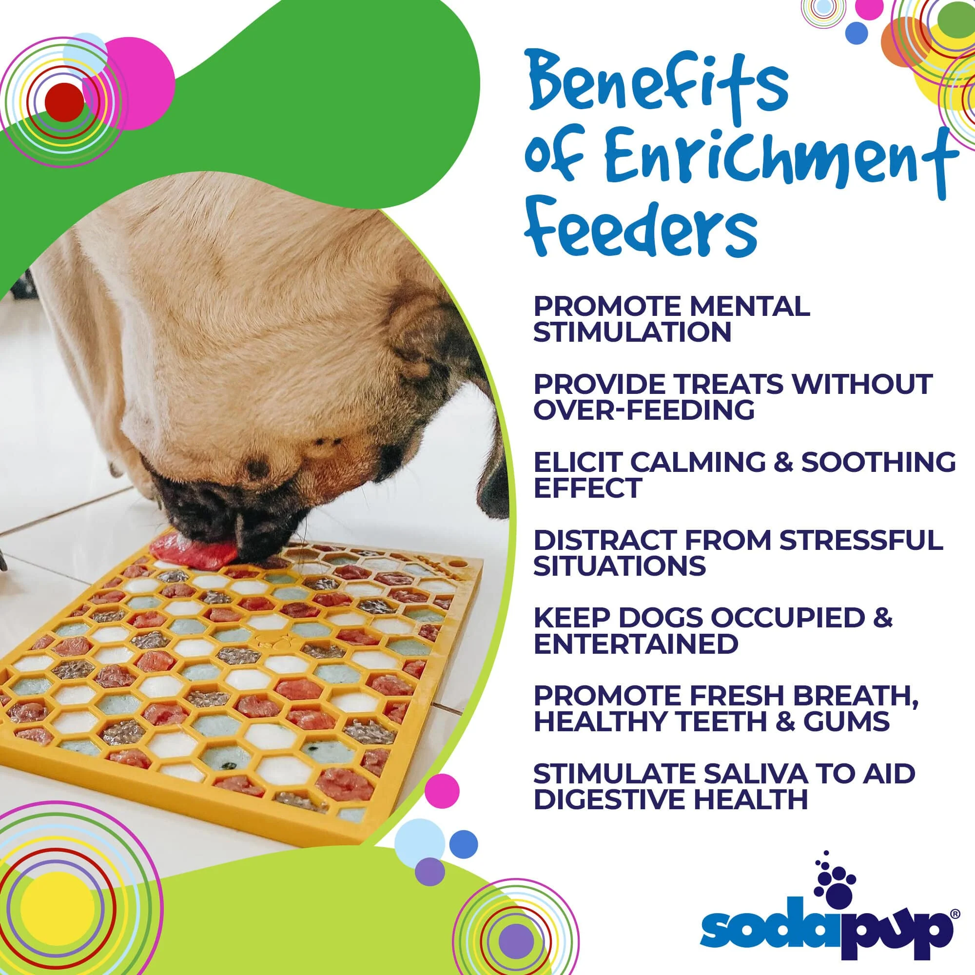 Honeycomb eMat - Enrichment Lick Mat for Dogs and Cats | eMat Enrichment Toy for Anxiety Relief | SodaPup - Image 4