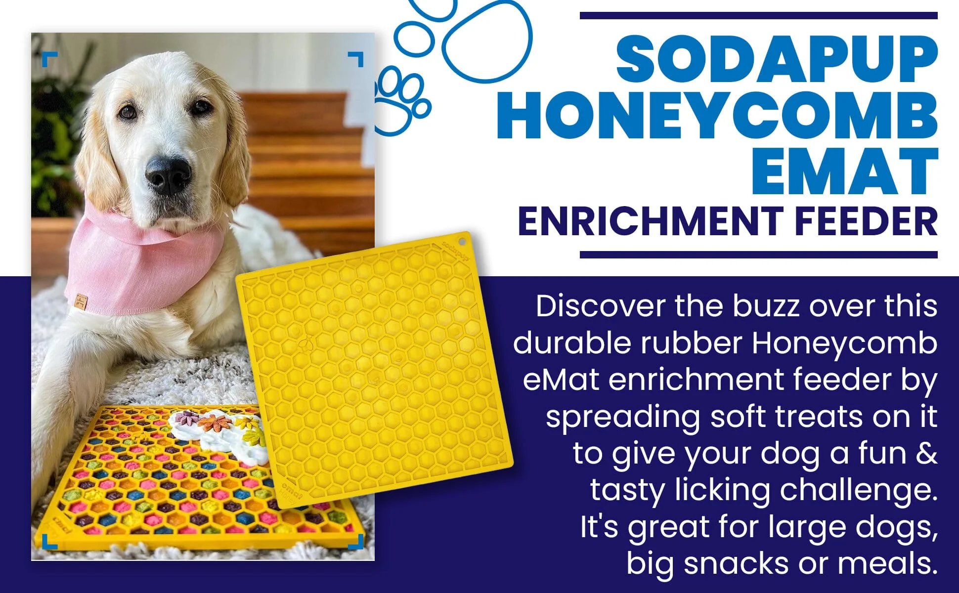 Honeycomb eMat - Enrichment Lick Mat for Dogs and Cats | eMat Enrichment Toy for Anxiety Relief | SodaPup - Image 7