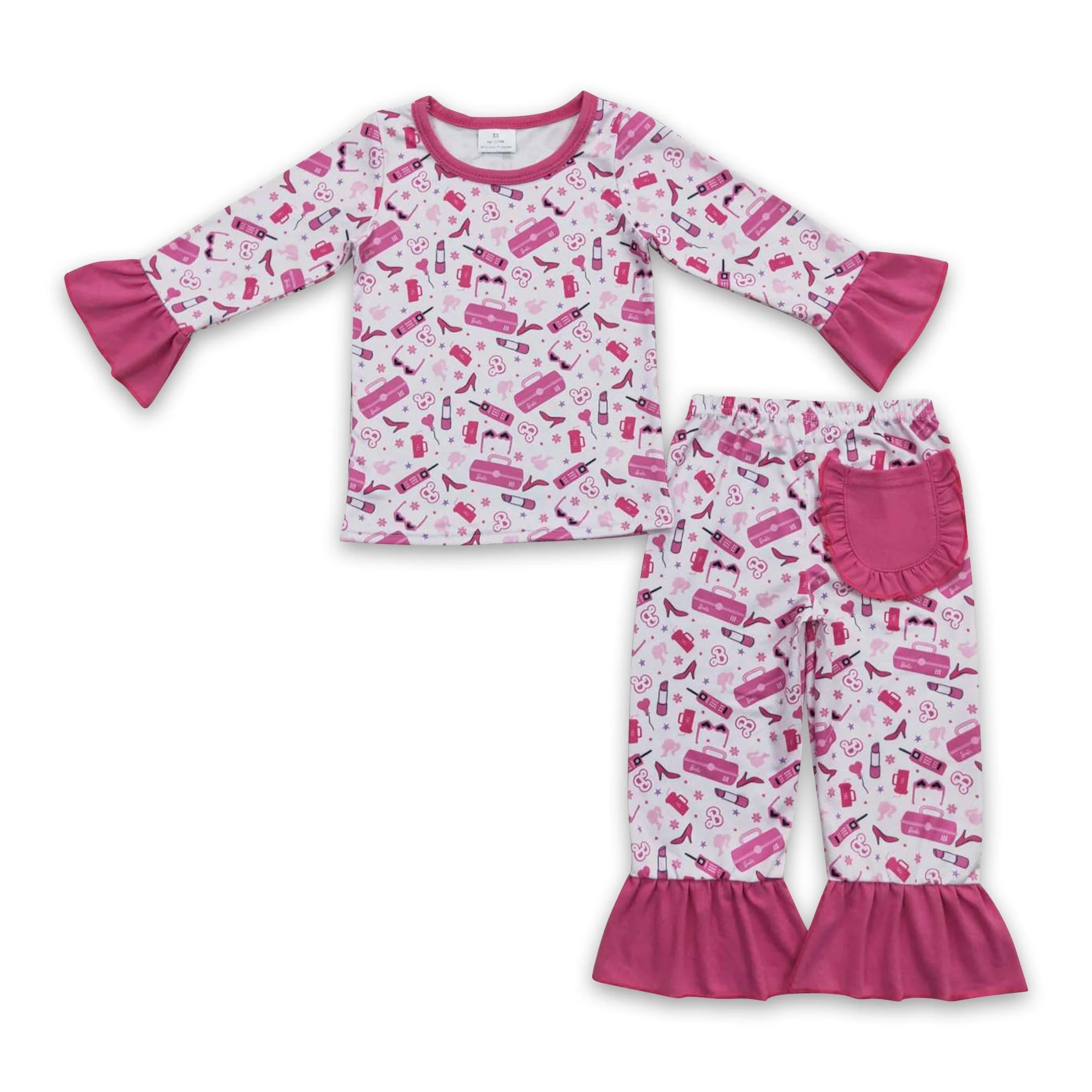 Hot pink pocket party girls pajamas - Image 2