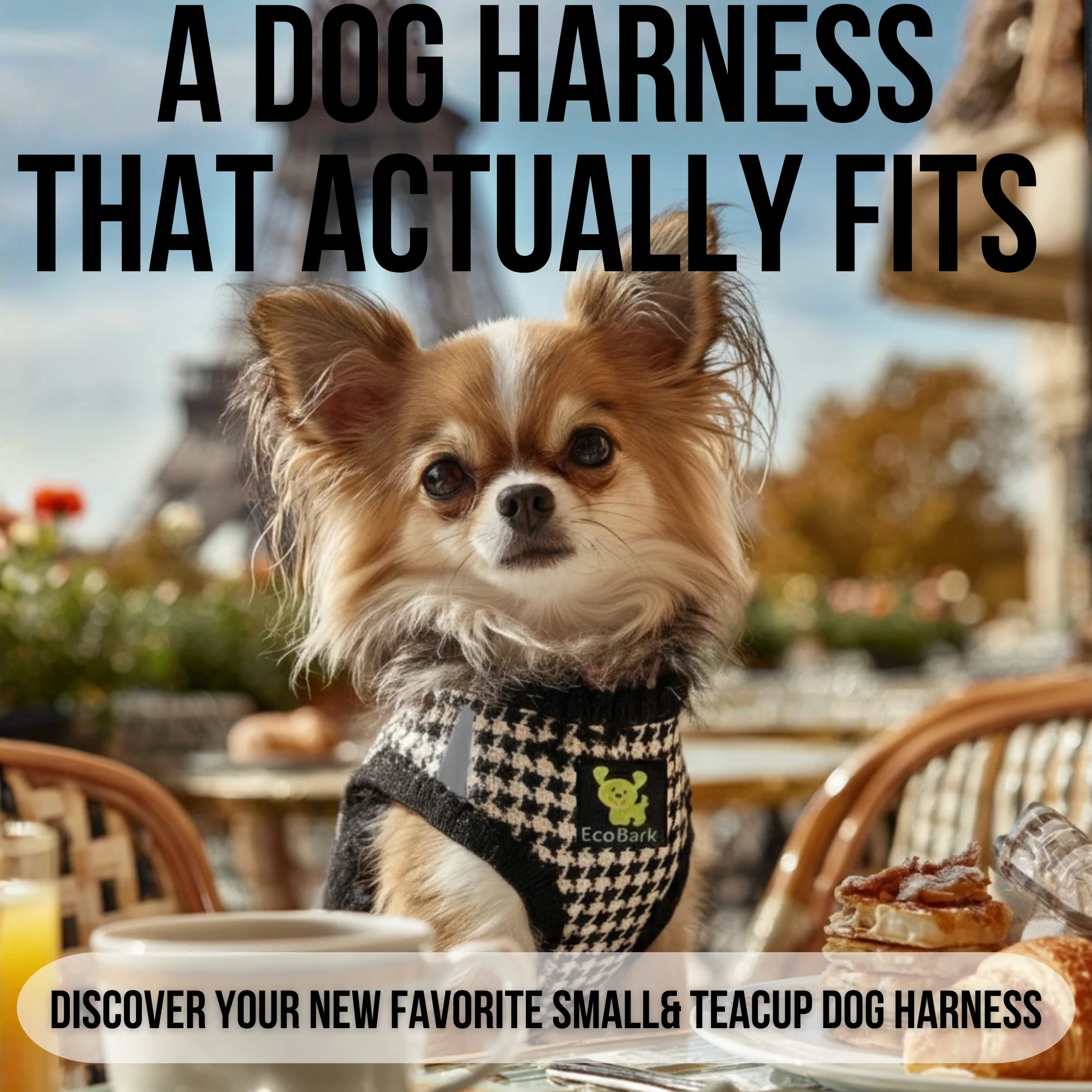 Houndstooth Dog Harness by EcoBark - Step In Dog Harness - Reflective Soft Mesh Halter Body Harness for Teacup, Small Dogs and Puppies - Image 2