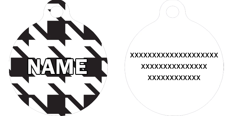 Houndstooth White and Black HD Dog ID Tag - Image 2