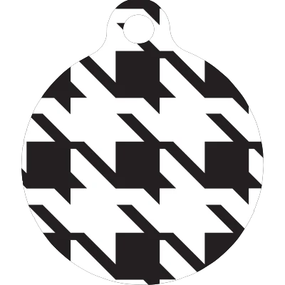 Houndstooth White and Black HD Dog ID Tag - Image 3