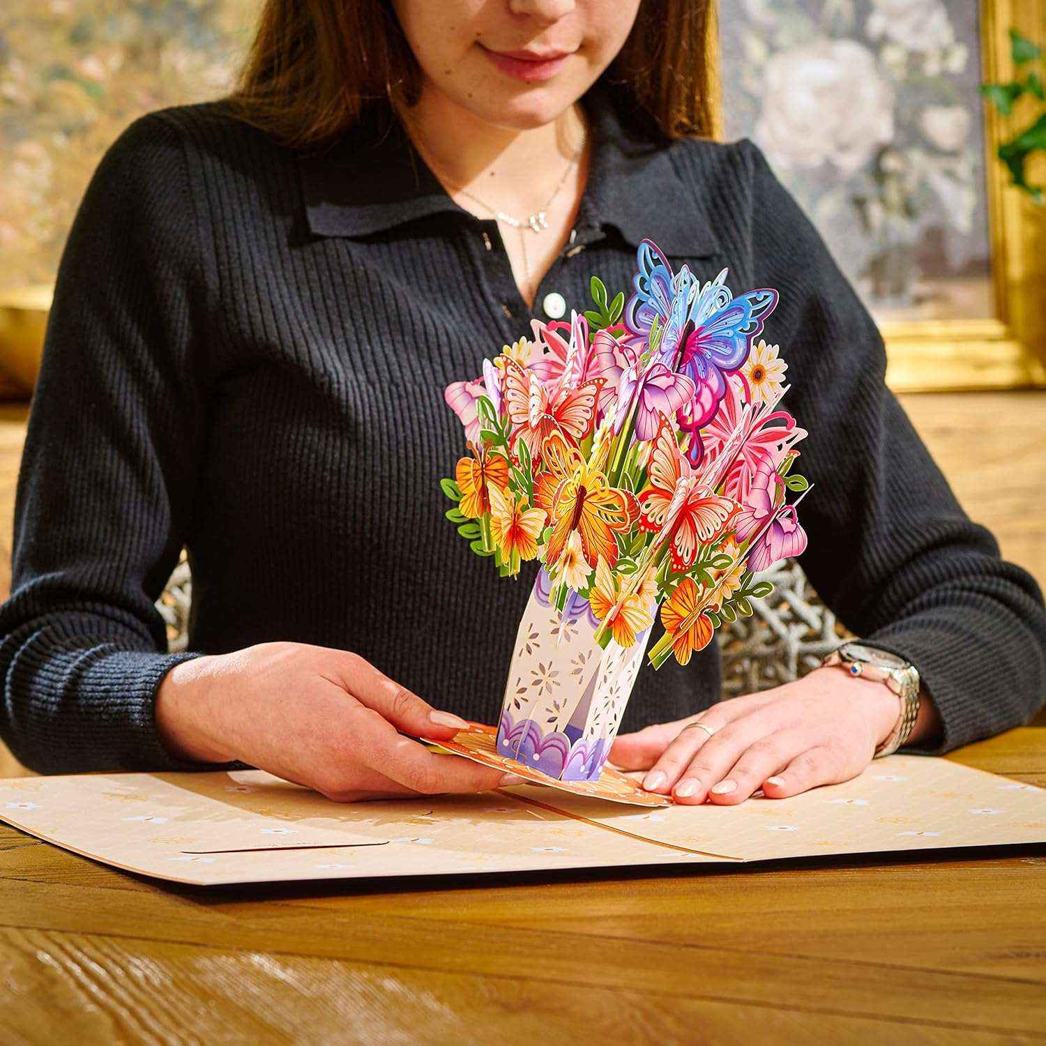 HugePop Butterfly Pop Up Card with Detachable Bouquet - Image 3