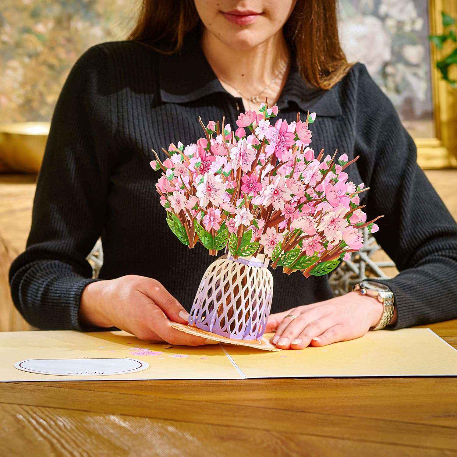 HugePop Cherry Blossom Pop Up Flower Bouquet with Detachable Flowers - Image 3