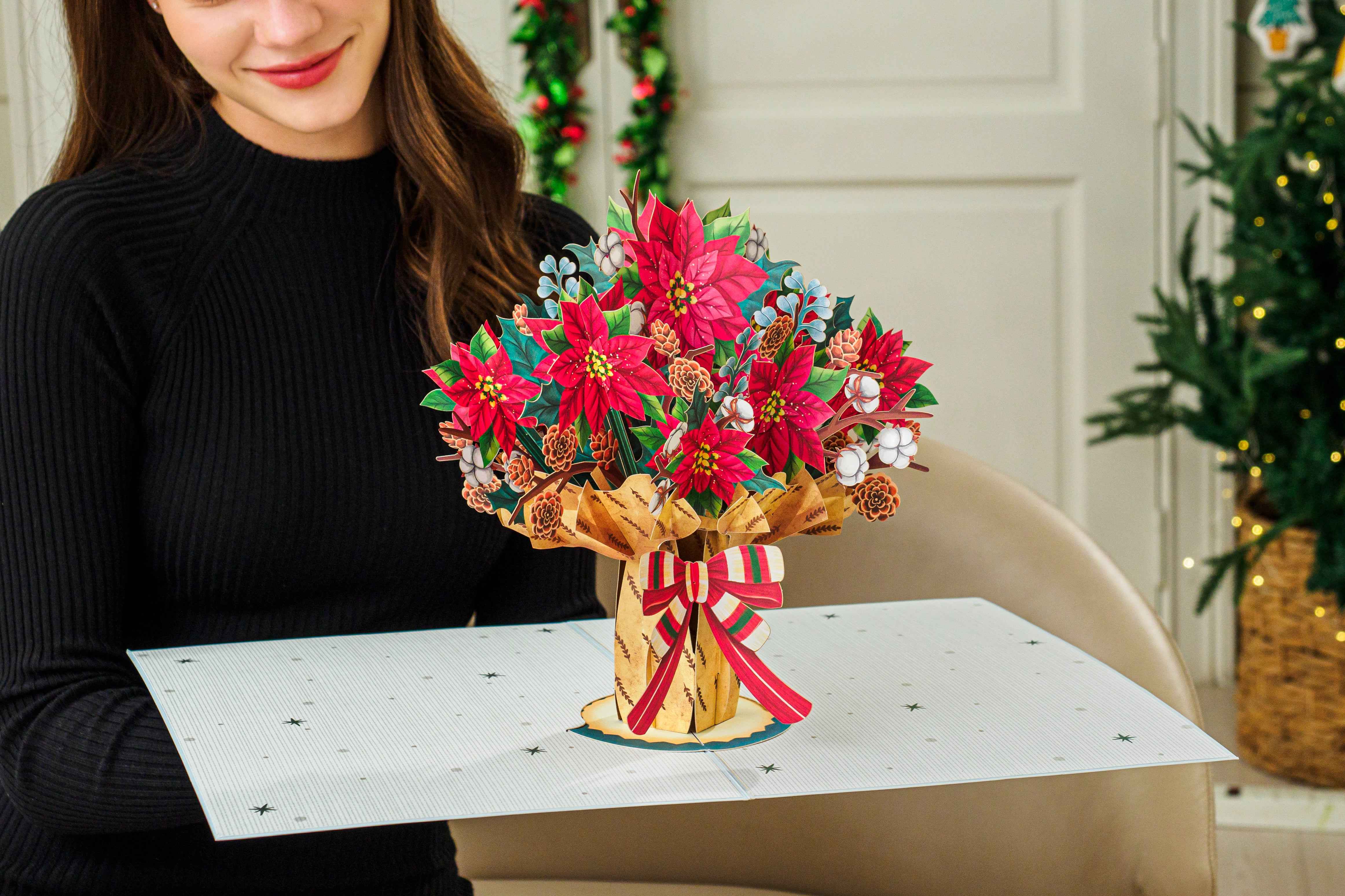 HugePop Christmas Spirit Flower Bouquet Pop Up Card - Image 3