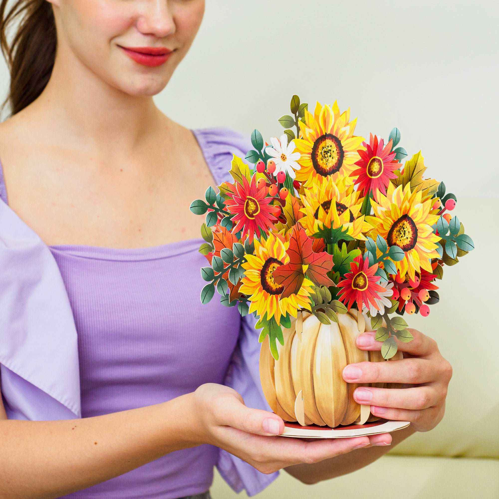 HugePop Harvest Bouquet Pop Up Card, With Detachable Bouquet, 10"x14" - Image 3