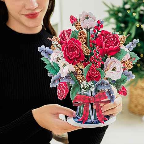 HugePop Joyous Flower Bouquet Pop Up Christmas Card - Image 3