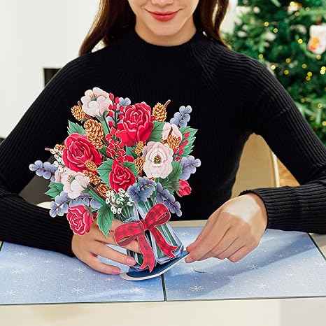 HugePop Joyous Flower Bouquet Pop Up Christmas Card - Image 4