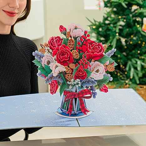 HugePop Joyous Flower Bouquet Pop Up Christmas Card - Image 5