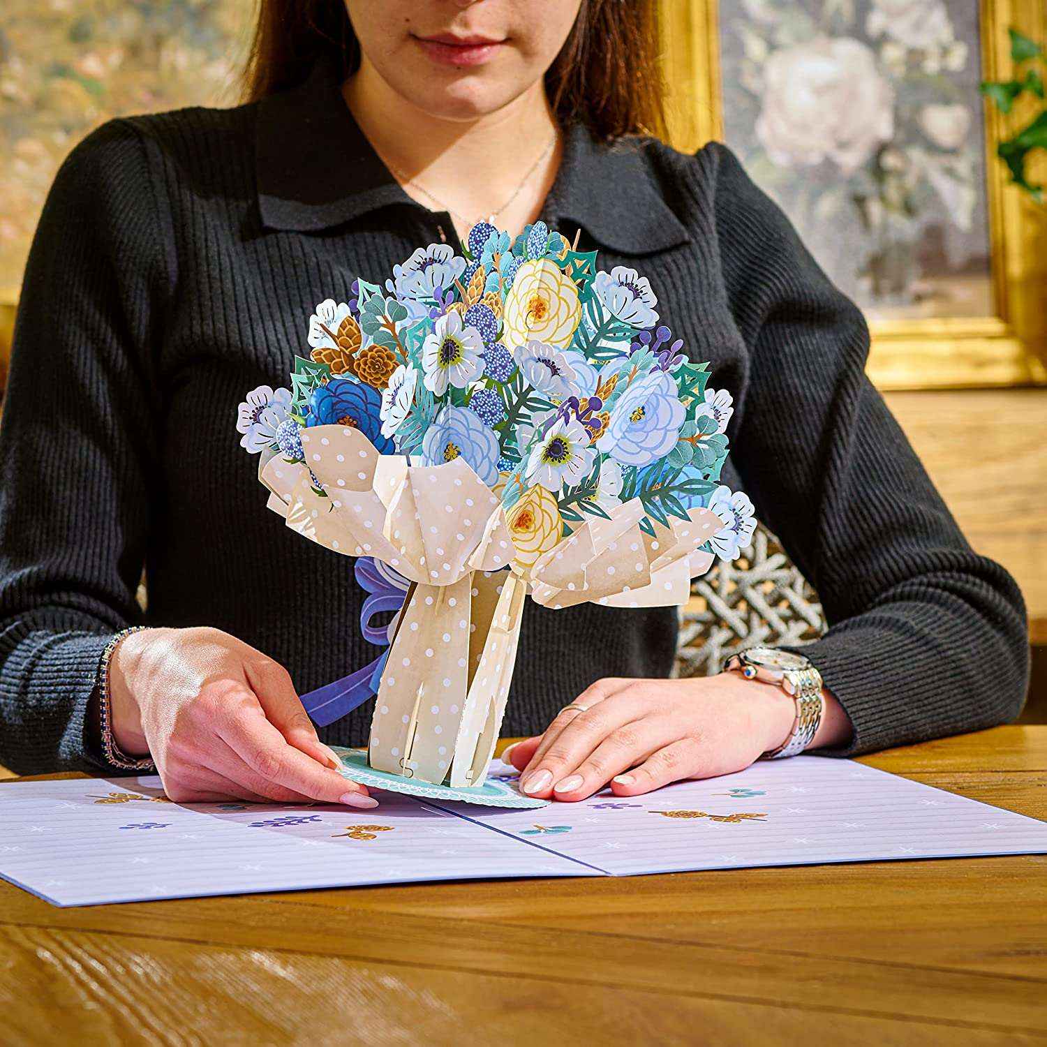 HugePop Magical Flower Bouquet Pop Up Card, With Detachable Flowers - Image 4