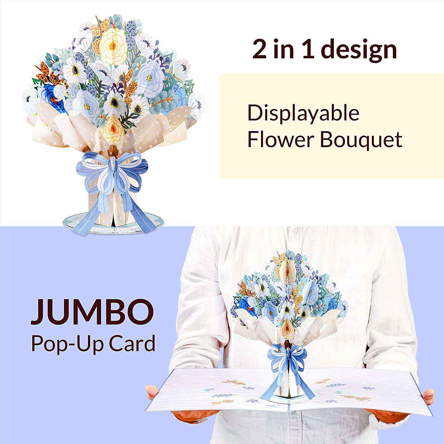 HugePop Magical Flower Bouquet Pop Up Card, With Detachable Flowers - Image 6