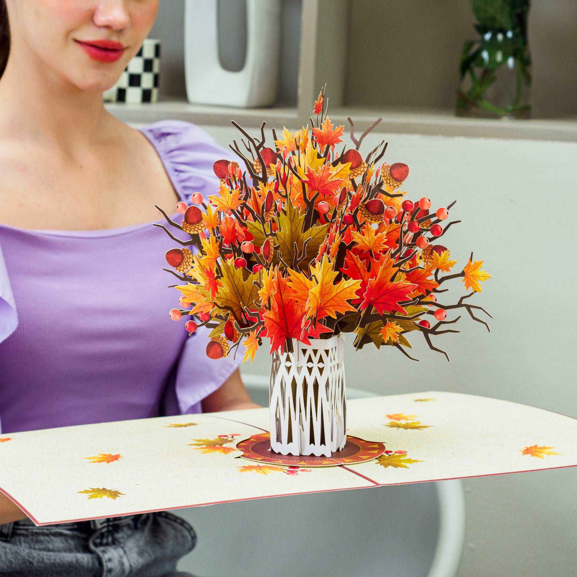 HugePop Pop Up Maple Leaf with Detachable Bouquet - Image 4