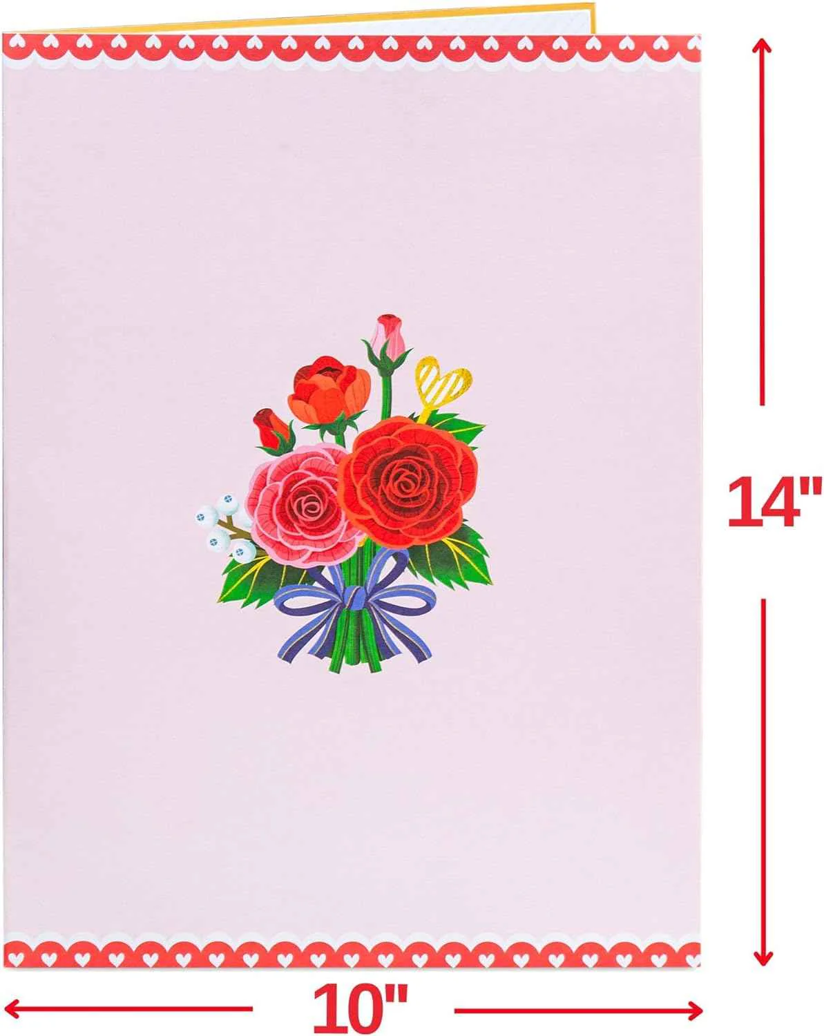 Hugepop Red Roses Pop Up Card, with Detachable Bouquet - Oversized 10" x 14" Cover - Image 5