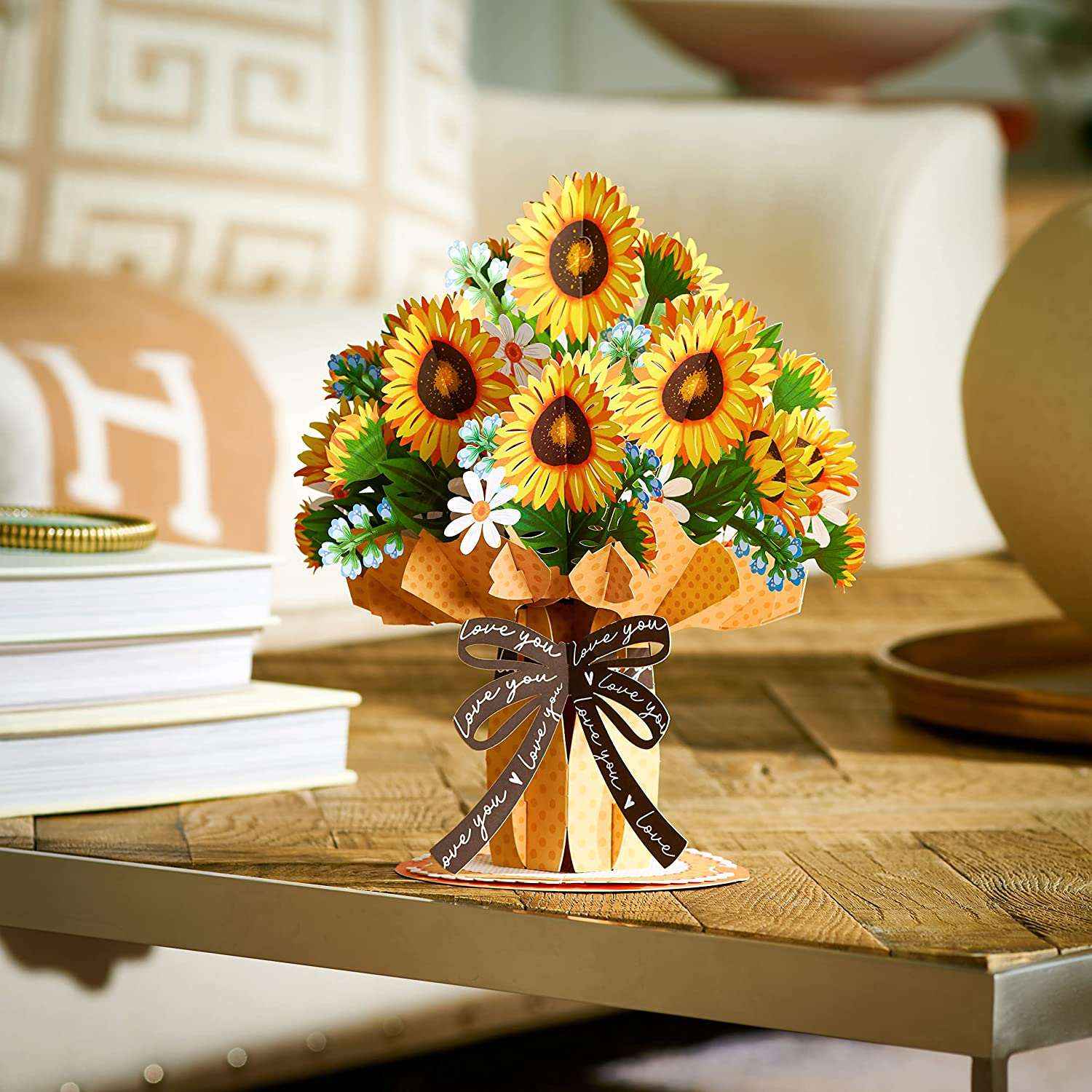 HugePop Sunflower Pop Up Flower Bouquet with Detachable Flowers, 10" x 14" - Image 6