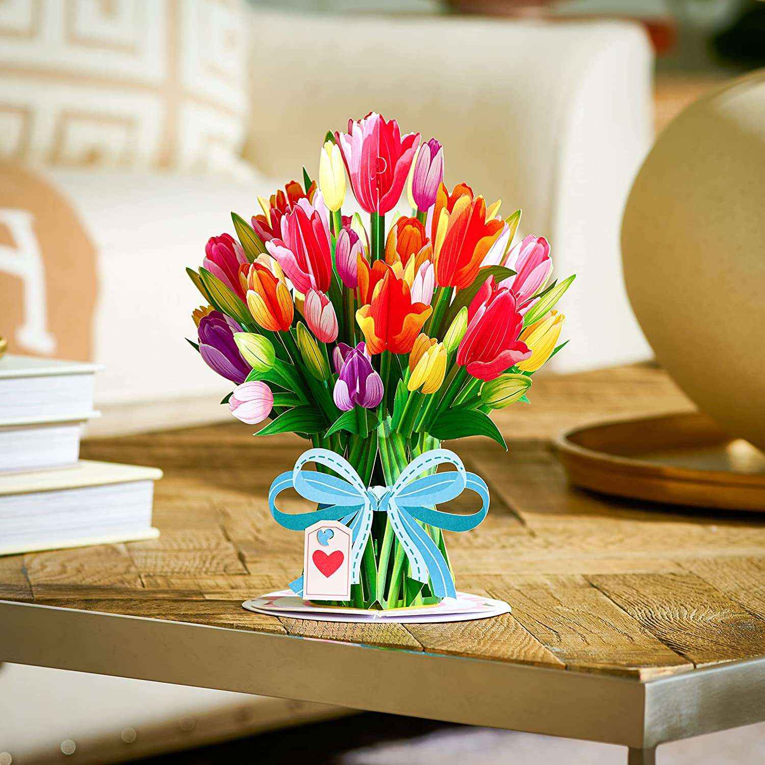 HugePop Tulip Flower Pop Up Card with Detachable Paper Flower Bouquet - Image 6