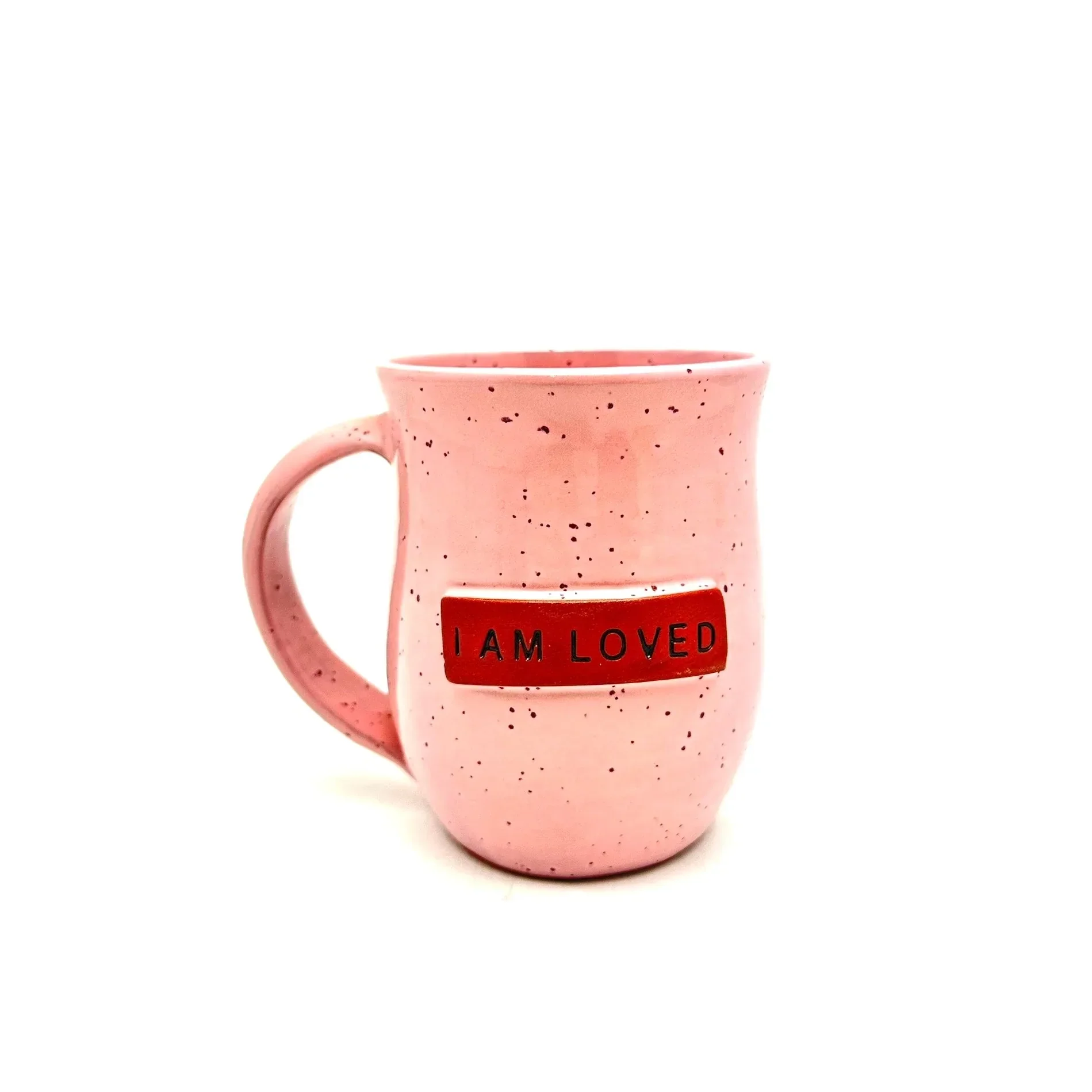 I am Loved Mug - Pink Speckles