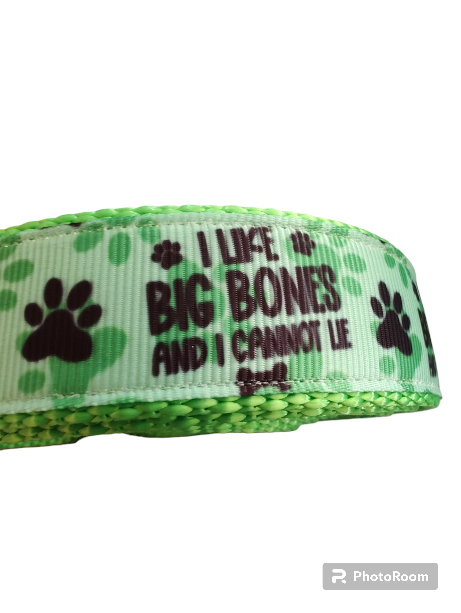 I Like Big Bones And I Cannot Lie Neon Green Nylon Dog Collar MD, LG, XL, Leash - Image 3