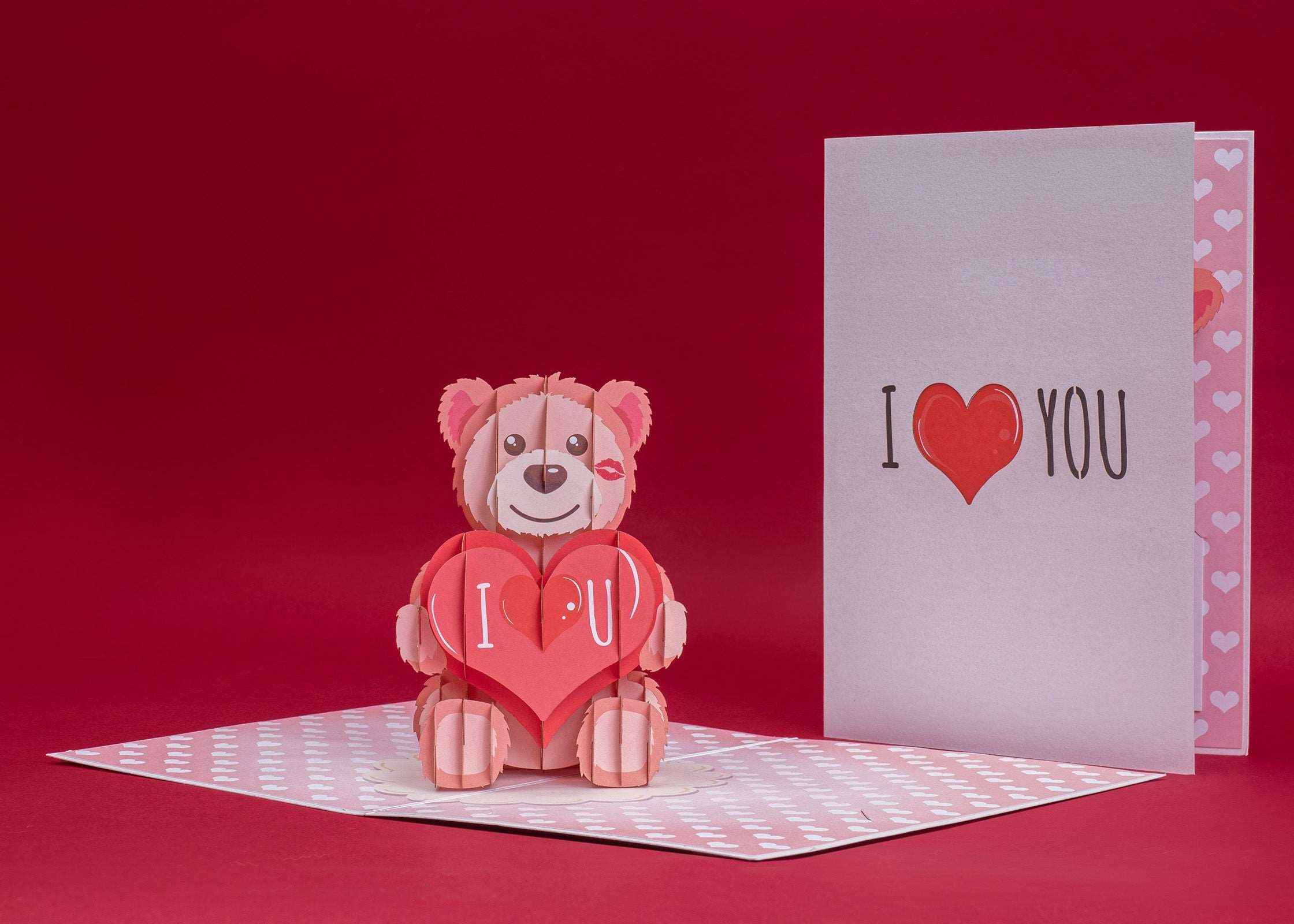 I Love U Bear Pop Up Card - 5" x 7" - Image 4