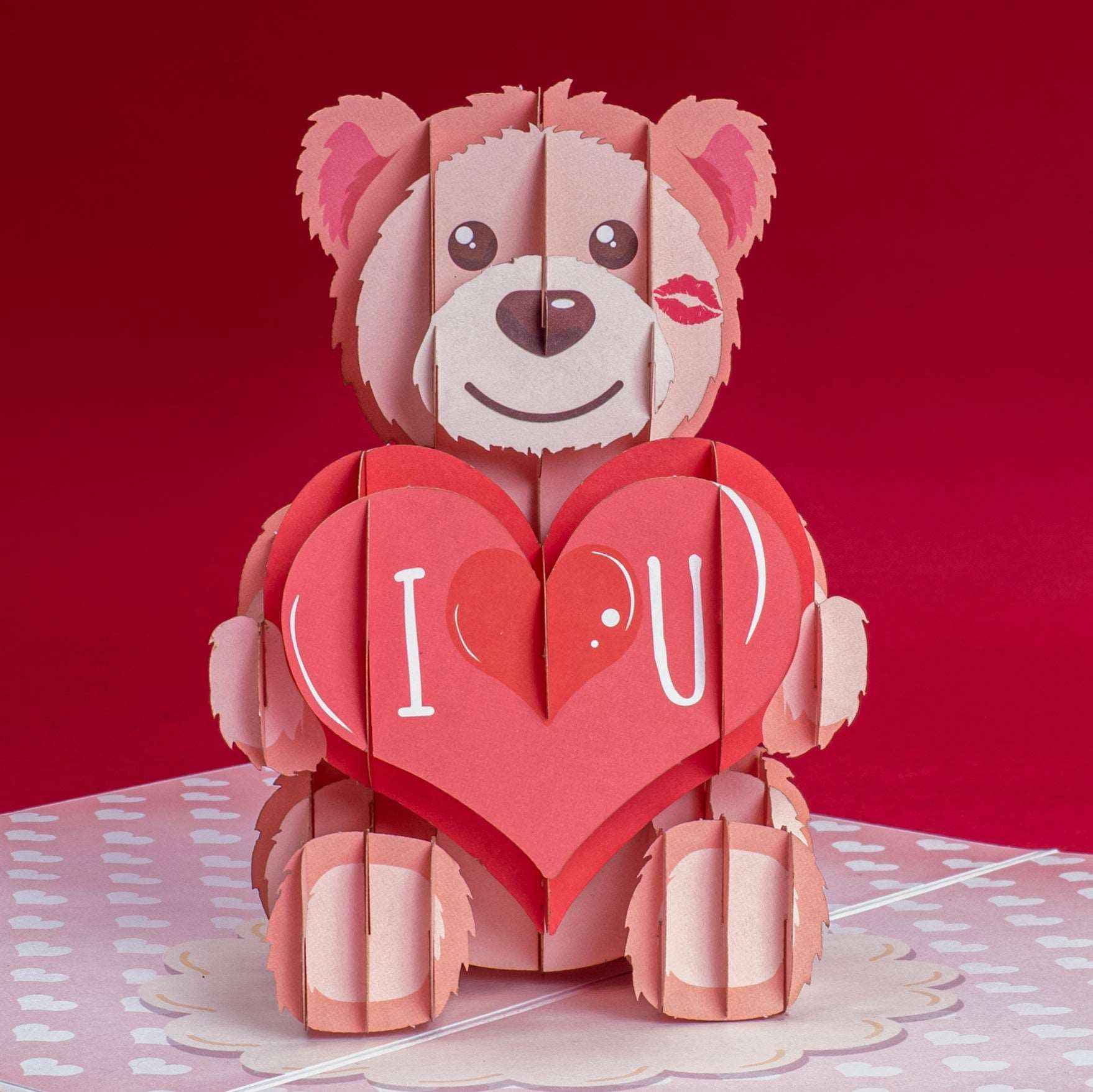 I Love U Bear Pop Up Card - 5" x 7" - Image 5