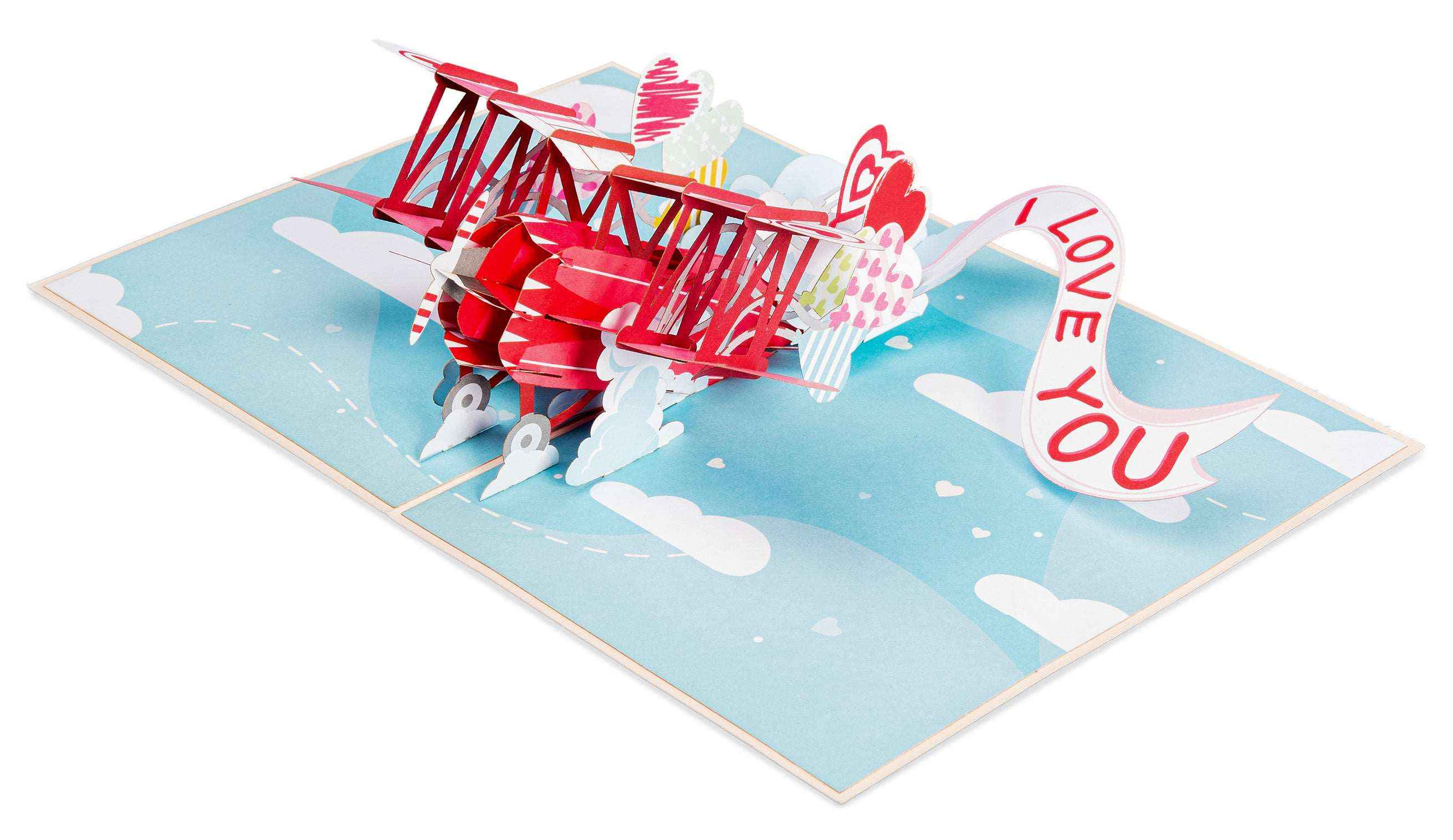 I Love You Biplane Pop Up Card - 5" x 7" - Image 3