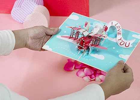 I Love You Biplane Pop Up Card - 5" x 7" - Image 6