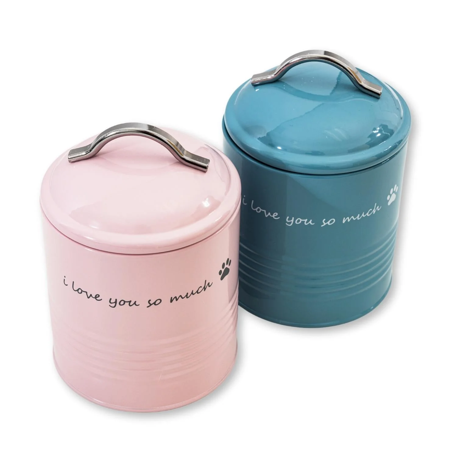 "I Love You So Much" Dog Treat Canister Gift Set – Pink & Blue - Image 3