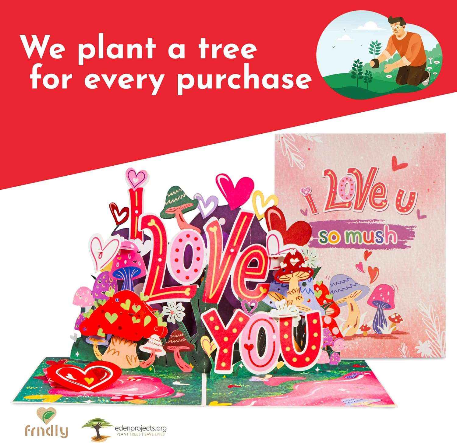 I Love You So Mush Frndly Pop Up Card - 8"x6" - Image 5