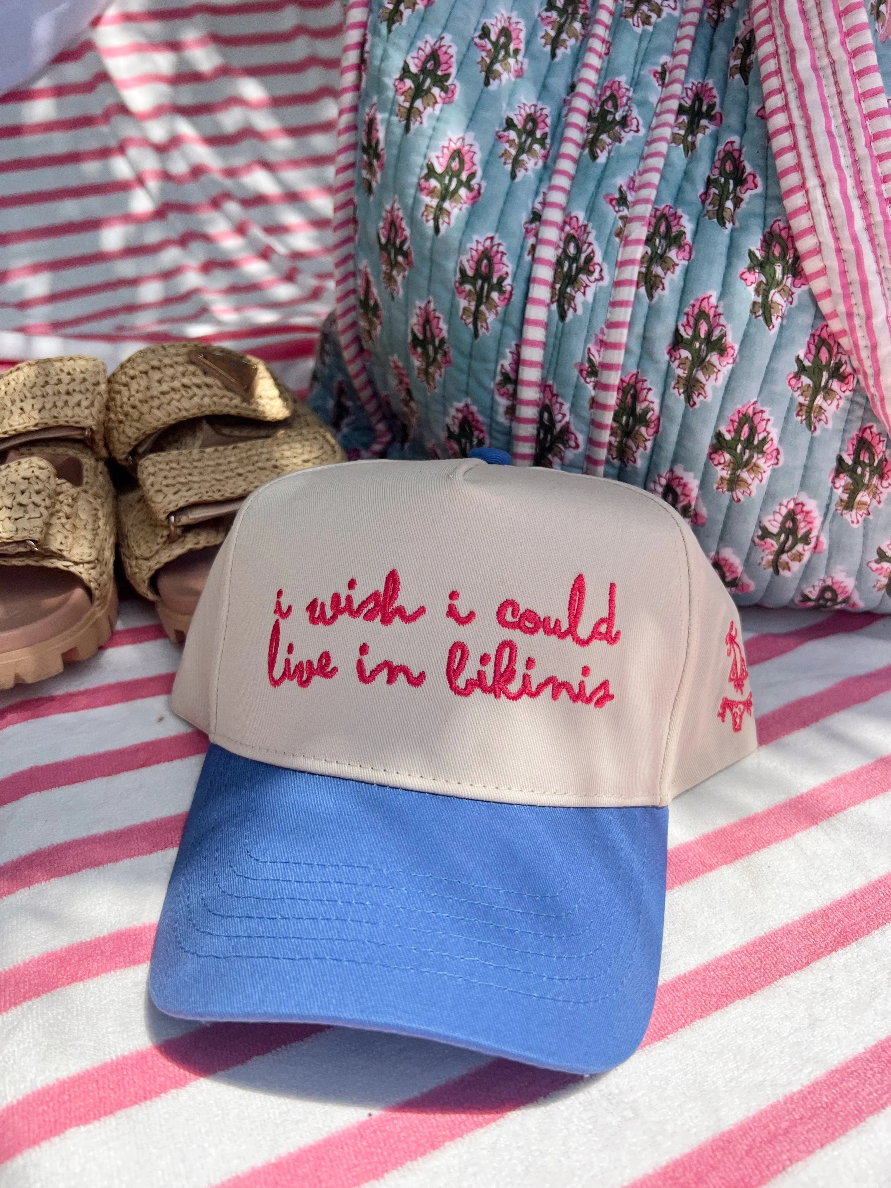 I Wish I Could Live in Bikinis - Periwinkle Vintage Trucker Hat - Image 3