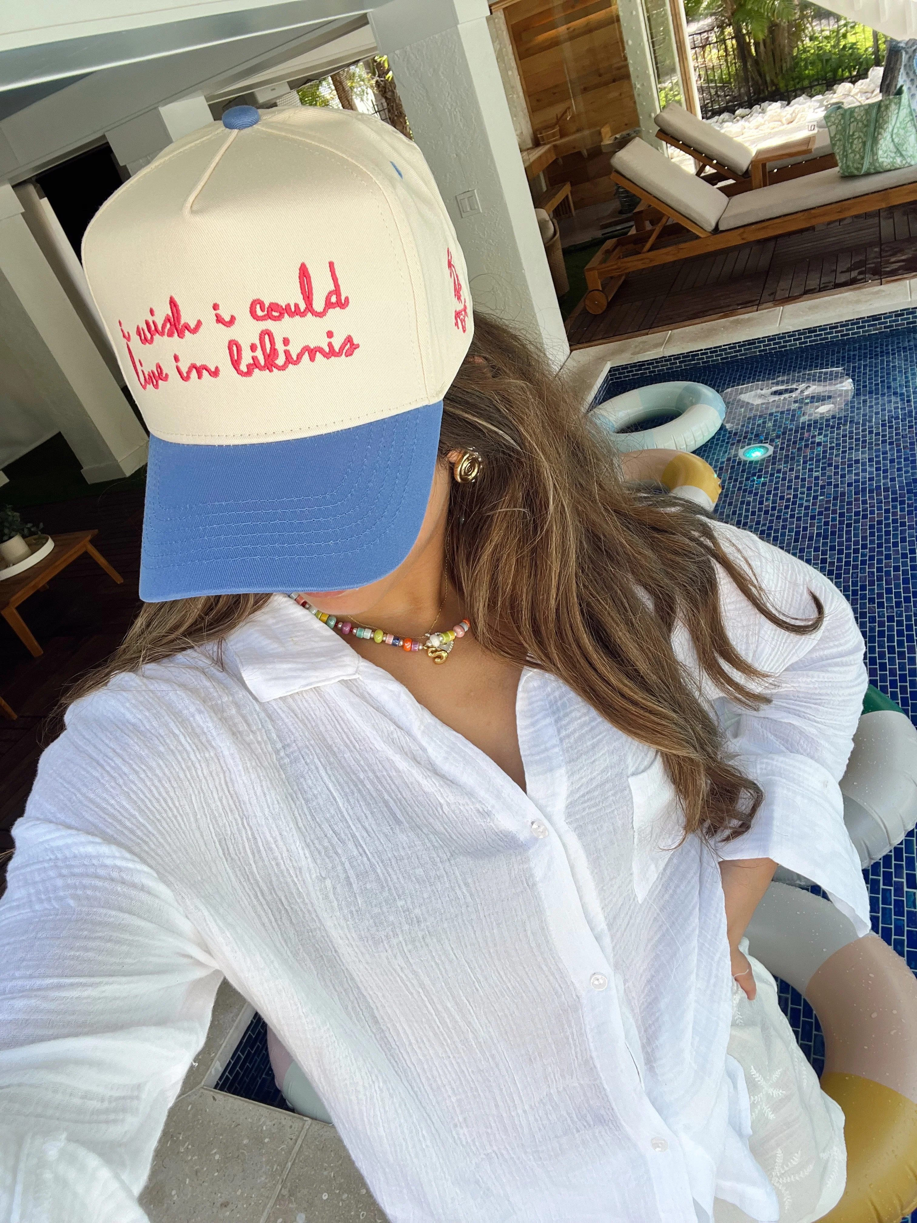 I Wish I Could Live in Bikinis - Periwinkle Vintage Trucker Hat - Image 4