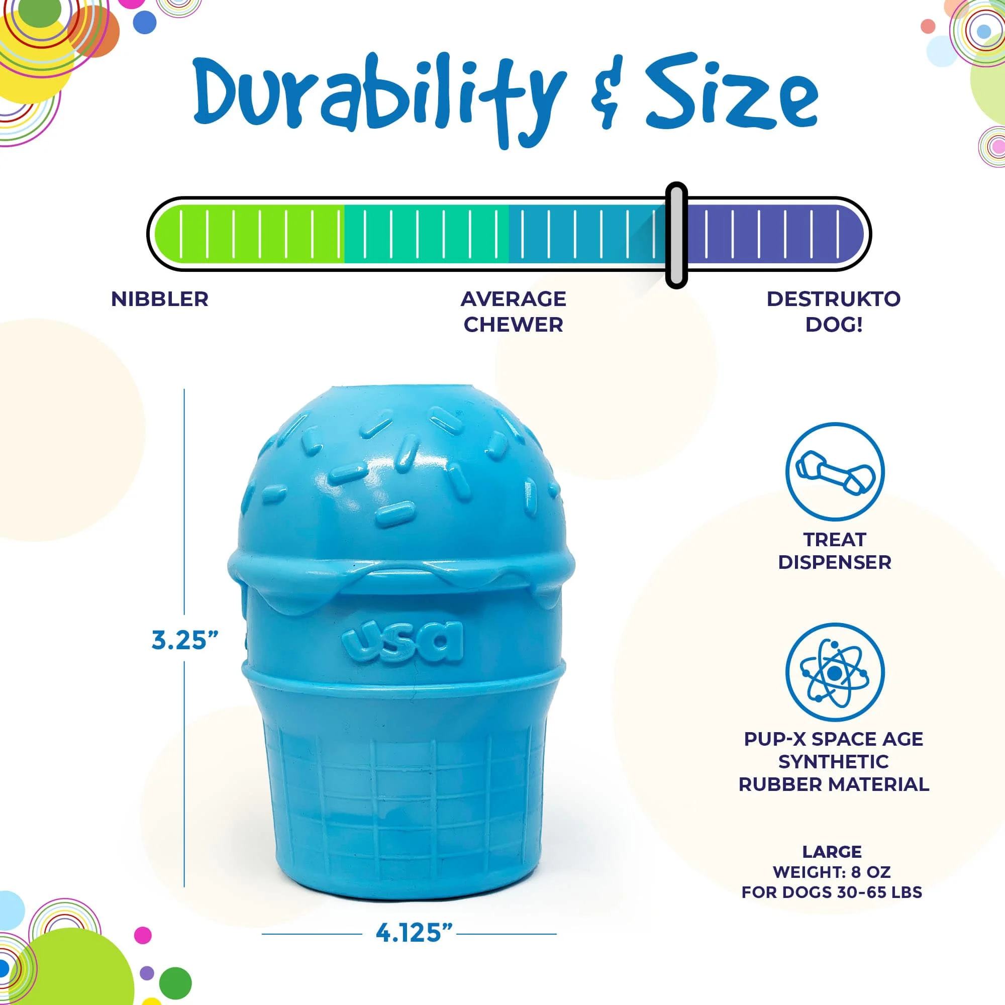 Ice Cream Cone Rubber Dog Chew Toy for Power Chewers | USA Made | SodaPup - Image 4