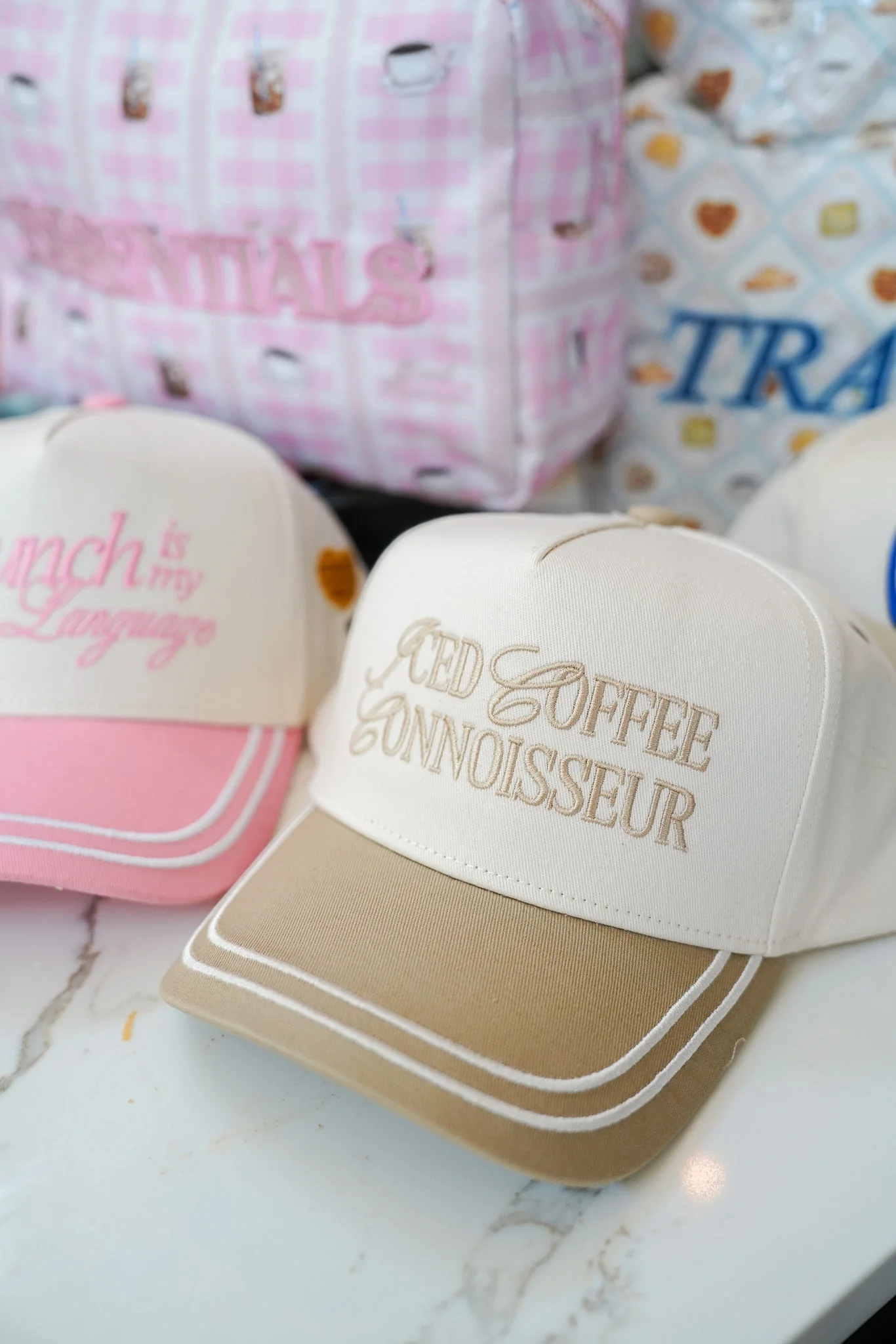 Iced Coffee Connoisseur - Tan Vintage Trucker Hat - Image 4