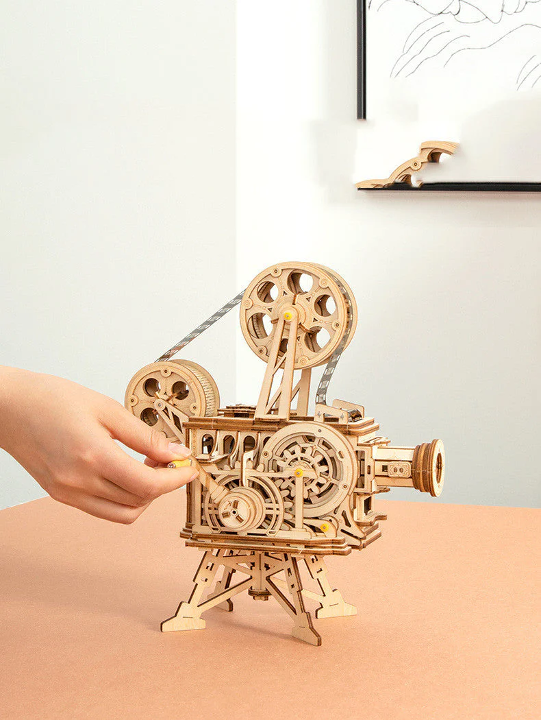 If The State KL501 601 Wooden Puzzles Play 3D Puzzle Assembling The Old Projector, The Pendulum Clock DIY Gift - Image 4
