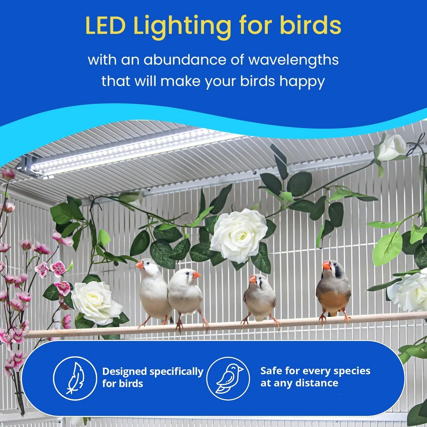 Illuminate Your Bird's World with the Happybird Full Spectrum LED Light - Safe, Easy-to-Install, and Perfect for Soft Bill Birds - Image 2