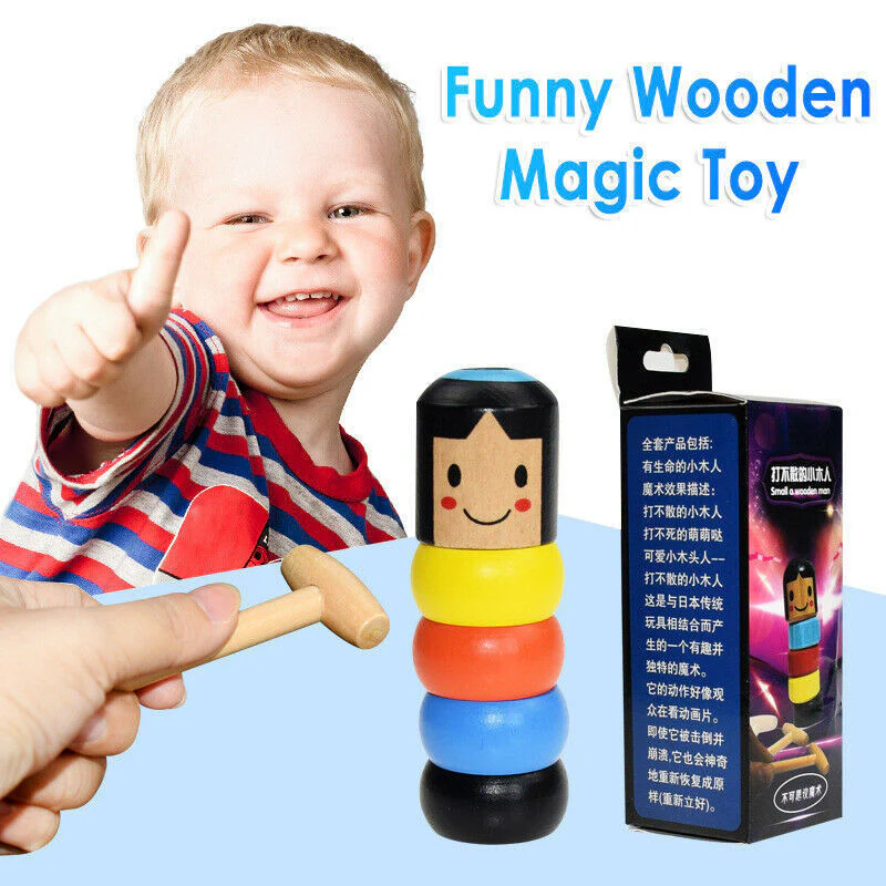 Immortal Daruma Unbreakable Wooden Man Magic Toy Magic Tricks Close Up Stage Magic Props Comedy Mentalism Toy Accessory - Image 5
