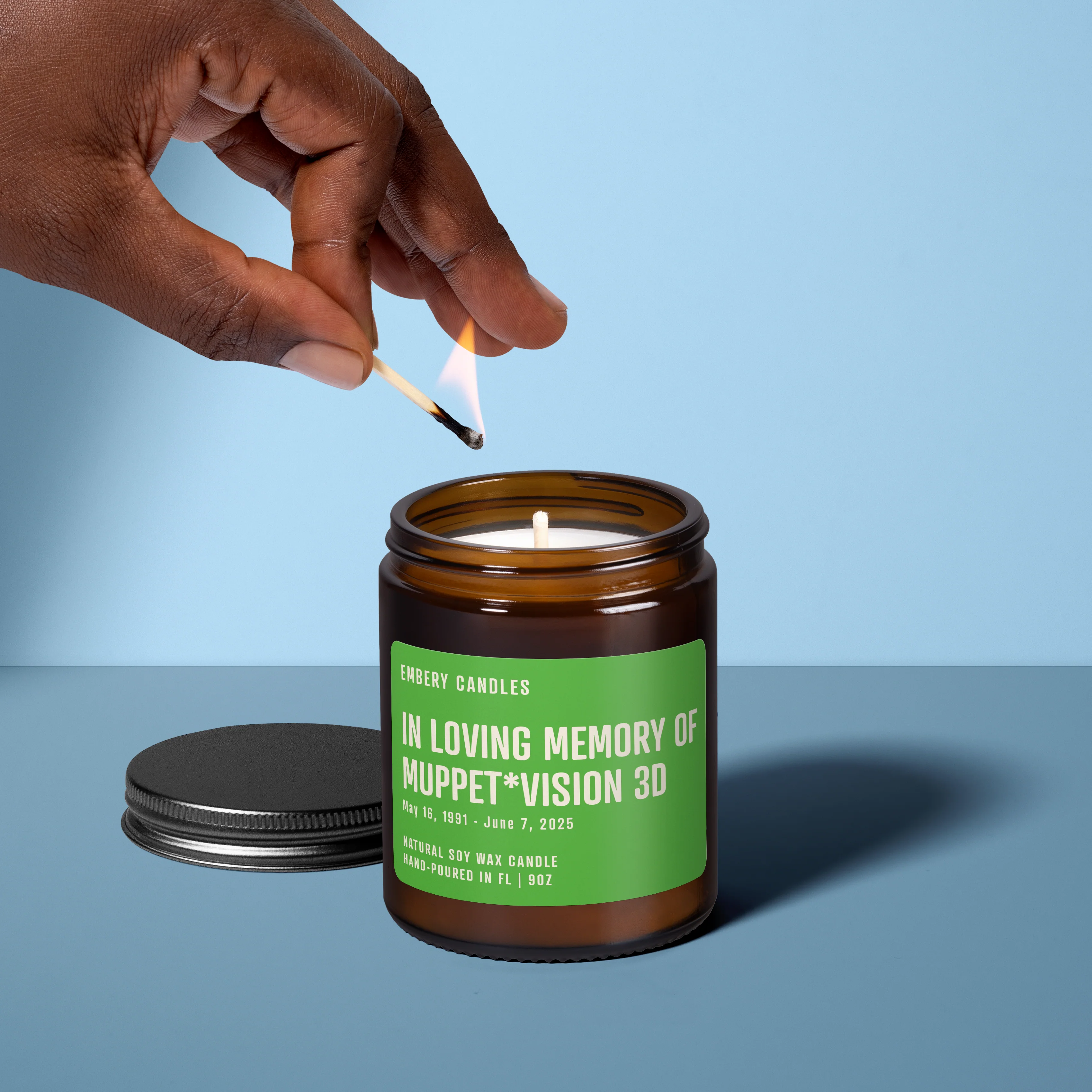 In Loving Memory of Muppet*Vision 3D | Soy Wax Scented Candle - Image 2