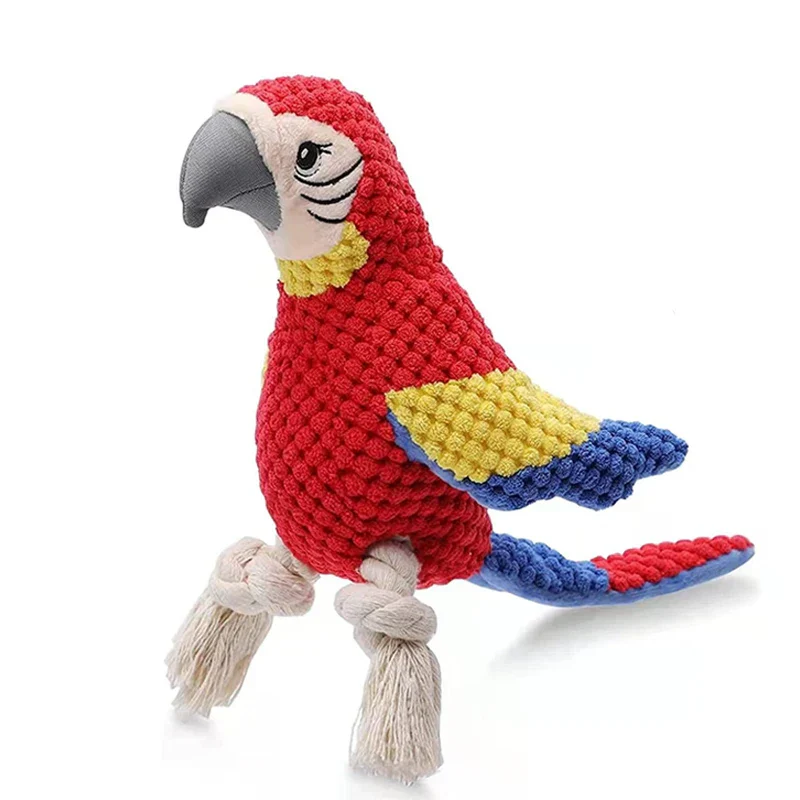 Indestructible Plush Parrot Dog Toy – Squeaky Chew Toy for Small & Large Dogs - Image 2
