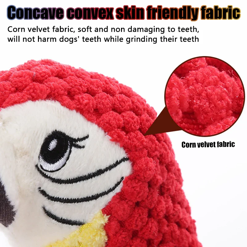 Indestructible Plush Parrot Dog Toy – Squeaky Chew Toy for Small & Large Dogs - Image 4