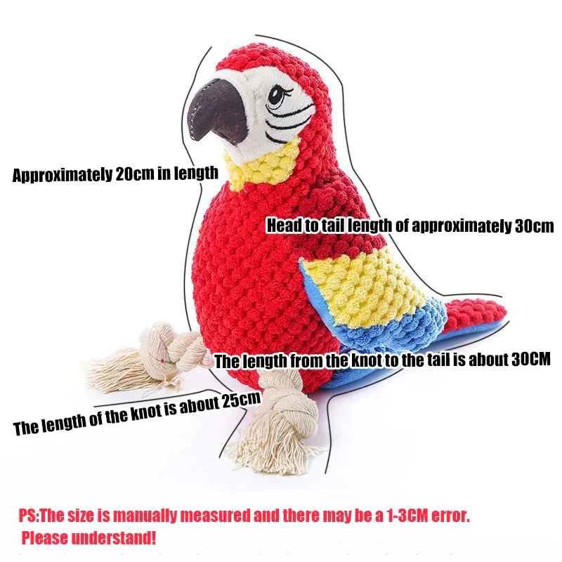 Indestructible Plush Parrot Dog Toy – Squeaky Chew Toy for Small & Large Dogs - Image 8