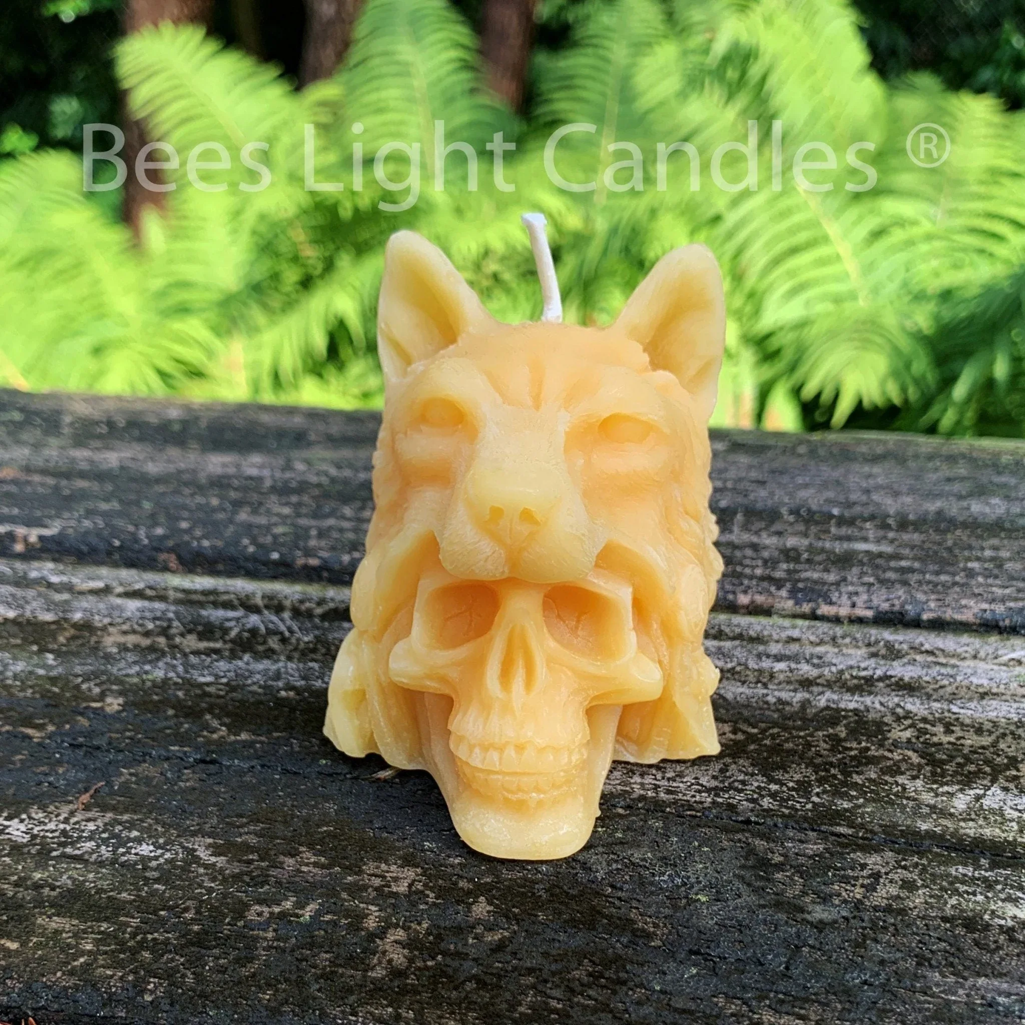 Indian Chief Skull Wolf Candle - Image 2