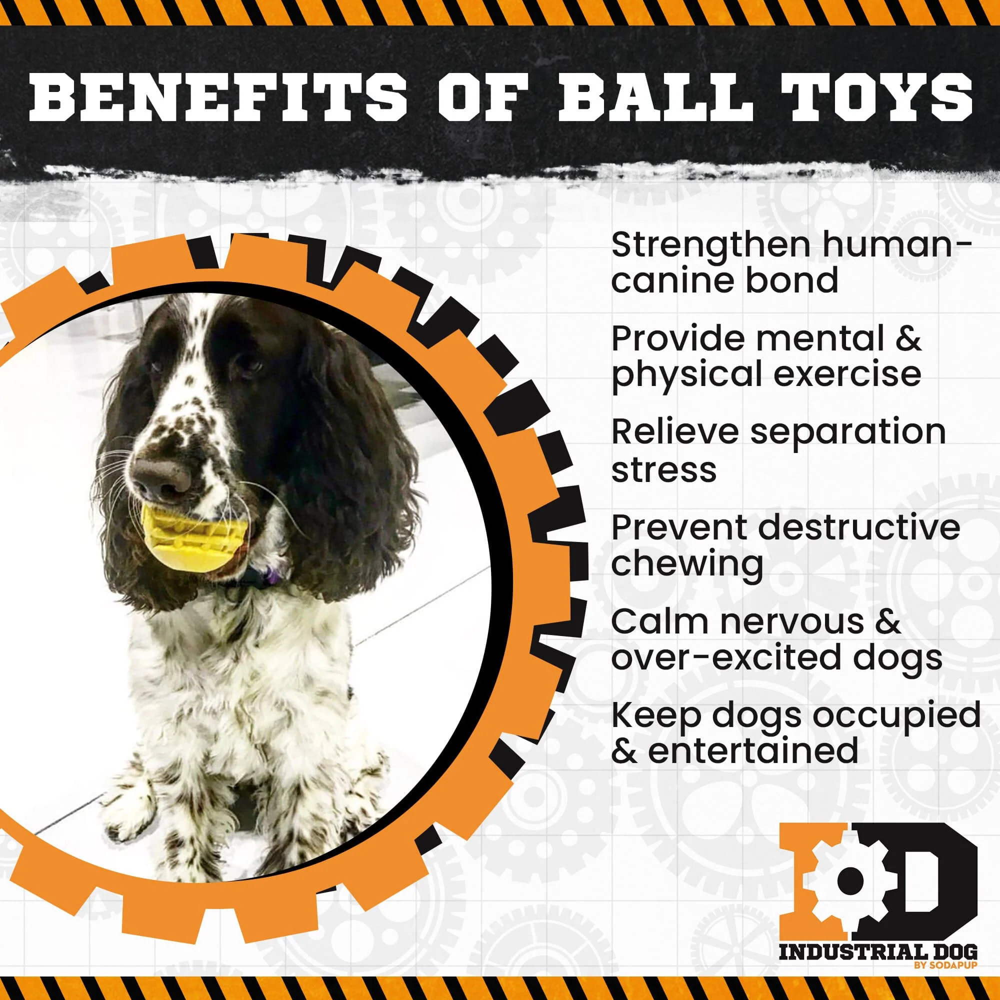 Industrial Dog Ball Rubber Chew Toy for Heavy Chewers | Yellow | USA Made | SodaPup - Image 3