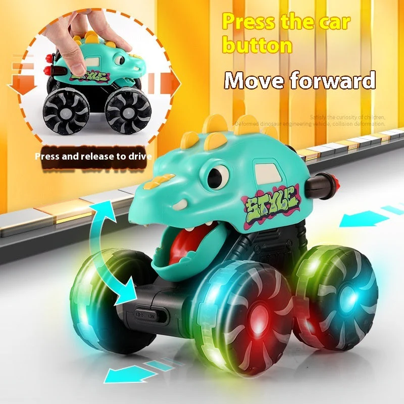 Inertial Sliding Model Light Pressing Dinosaur Toy Car - Image 3