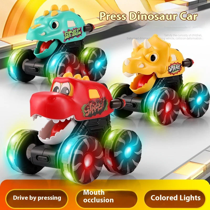 Inertial Sliding Model Light Pressing Dinosaur Toy Car - Image 9
