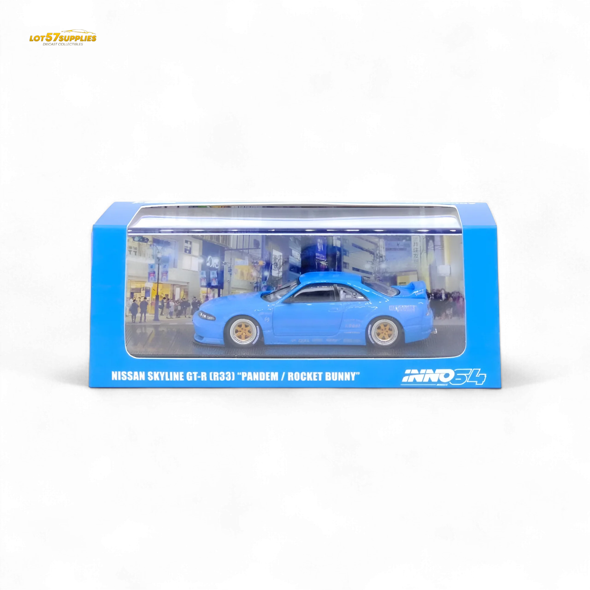 Inno64 Nissan Skyline GT-R R33 Pandem Rocket Bunny Blue 1:64 - Image 2