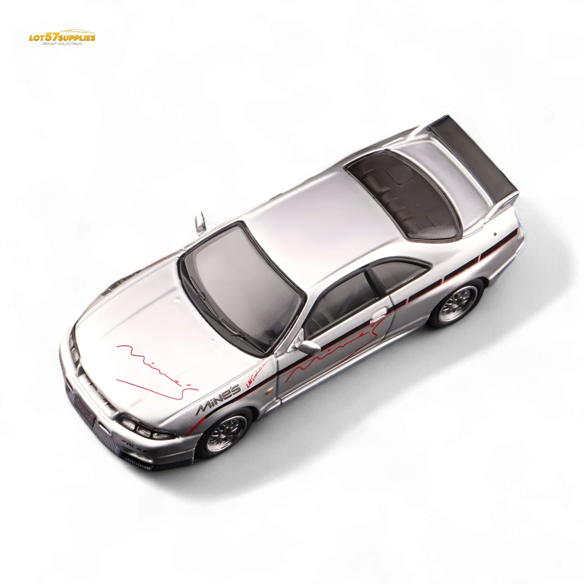 Inno64 Nissan Skyline GT-R R33 "Tuned by Mine's" Silver 1:64 - Image 5