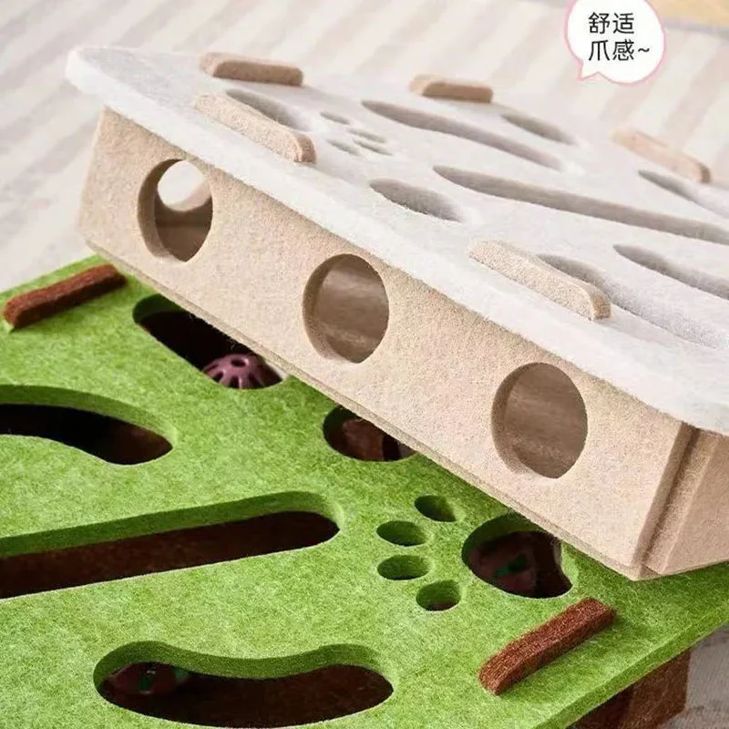 Interactive Cat Puzzle Toy – Felt Maze Box with Bell Balls - Image 3