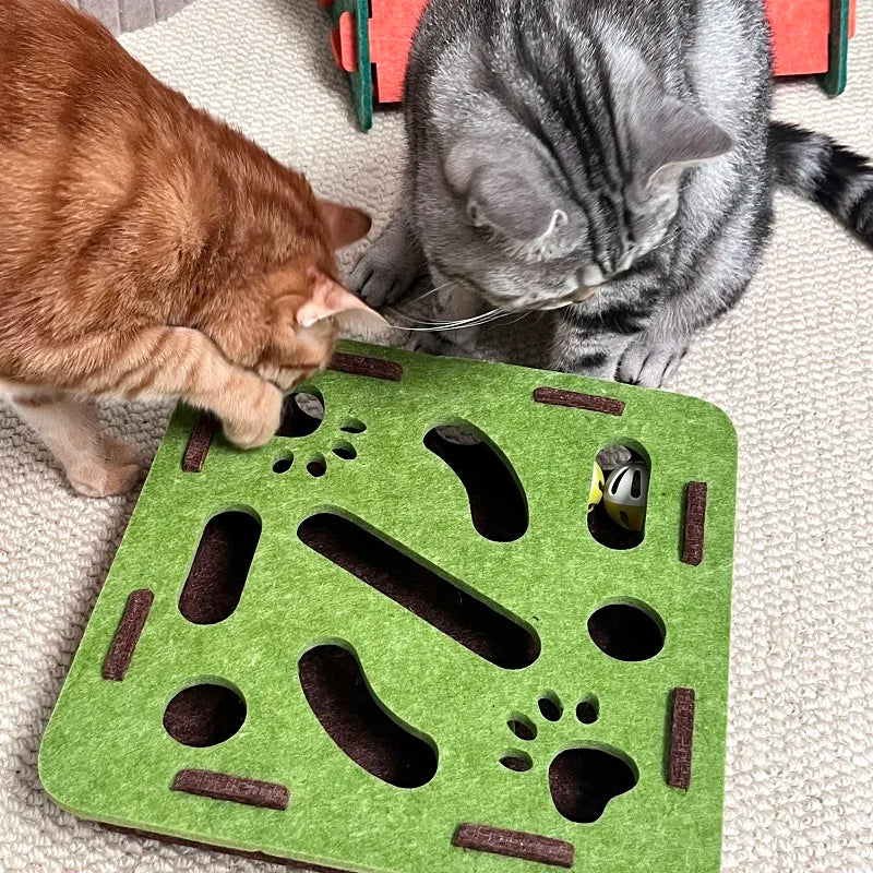 Interactive Cat Puzzle Toy – Felt Maze Box with Bell Balls - Image 4