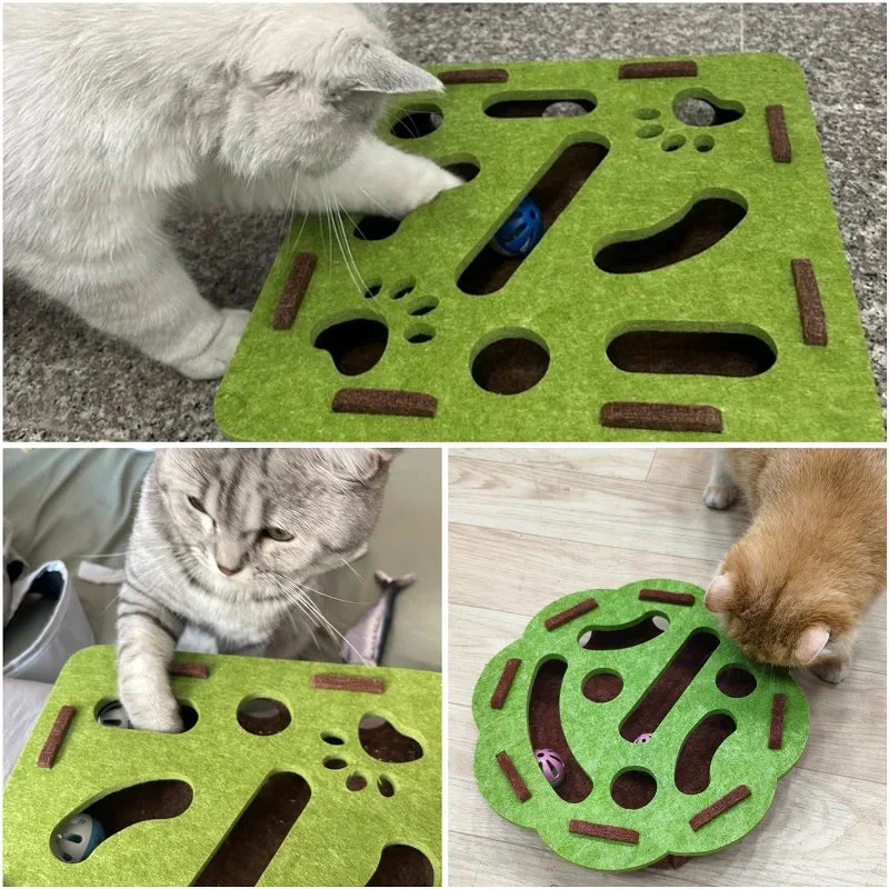 Interactive Cat Puzzle Toy – Felt Maze Box with Bell Balls - Image 5