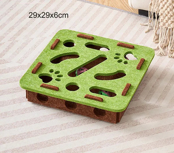 Interactive Cat Puzzle Toy – Felt Maze Box with Bell Balls - Image 8