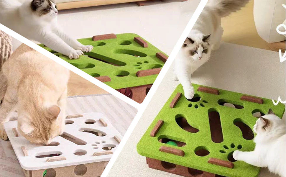 Interactive Cat Puzzle Toy – Felt Scratch Enrichment Box - Image 4